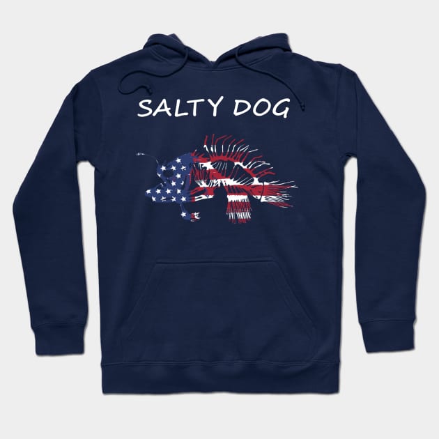 Salty Dog Painted American Flag Deep Sea Angler Skeleton Hoodie by Sneek661